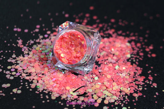 This premium glitter is part of the Glow In The Dark Glitter Collection. It consists of iridescent coral red glitter that glows orange. Neon Lights is perfect for nail art and glitter slime. We advise against applying it to the skin. Available in 5g jars only.  Heat resistant  Note: For long-lasting luminescence, simply expose the glitter to light for a few minutes, and watch it glow for hours, adding the perfect touch to your nails.