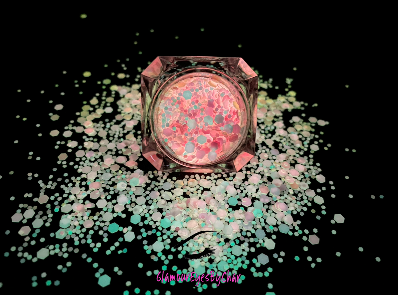 This premium glitter is part of the Glow In The Dark Glitter Collection. It consists of iridescent pink glitter that glows pink. Prettiest Pink is perfect for nail art and glitter slime. We advise against applying it to the skin. Available in 5g jars only.  Heat resistant  Note: For long-lasting luminescence, simply expose the glitter to light for a few minutes, and watch it glow for hours, adding the perfect touch to your nails.