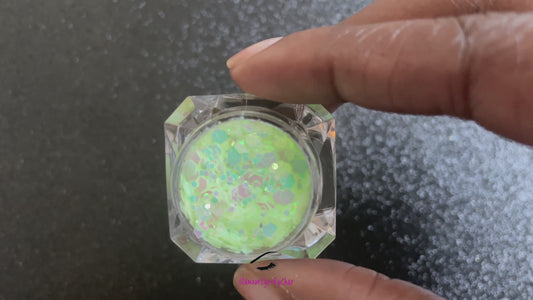 This premium glitter is part of the Glow In The Dark Glitter Collection. It consists of iridescent blue-green glitter with a vibrant green glow. Glow Getter is perfect for nail art and glitter slime. We advise against applying it to the skin. Available in 5g jars only.  Heat resistant  Note: For long-lasting luminescence, simply expose the glitter to light for a few minutes, and watch it glow for hours, adding the perfect touch to your nails.