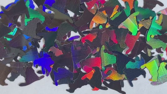 Witch Hats – Premium 10mm Holographic Black Glitter Shapes
Part of our Halloween Collection, these bold 10mm witch hat shapes add a magical, spooky touch to your nail art and glitter slime this season!
Available in 5g jars only.
