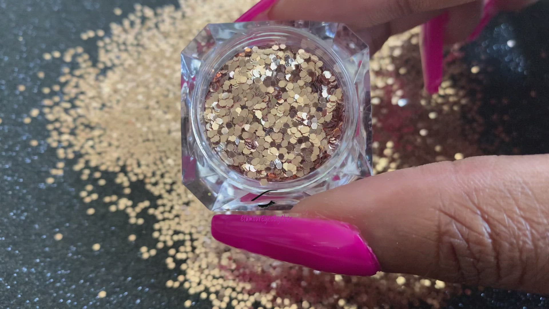 This glitter is called Pot of Gold and is part of the simple glitter collection. It consists of champagne gold glitter with a beautiful sparkle. Flake size is larger than fine and extra fine glitter. Blush can be used for your face, body, hair and nails. Comes in 5g jars only.
