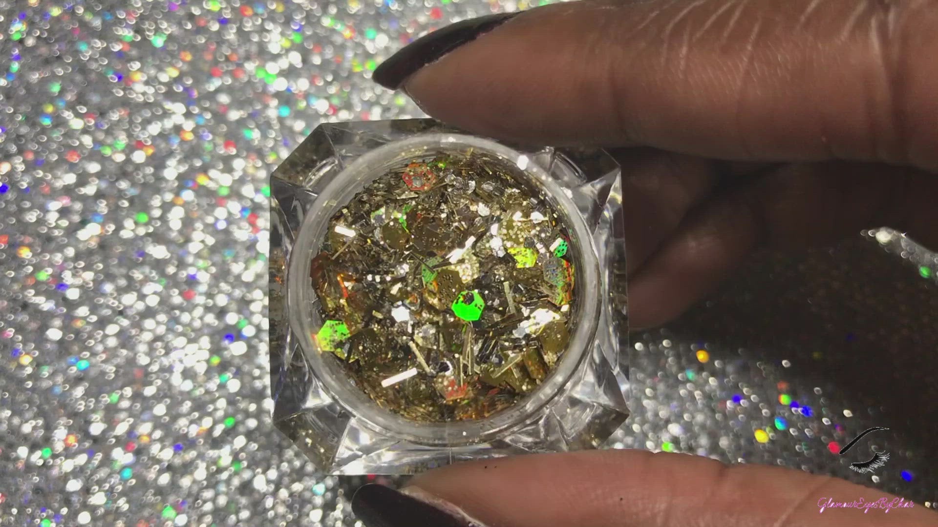 This glitter is called Twilight Zone and is part of the super chunky glitter collection.  It consists gold and silver glitter with a holographic sparkle. Twilight Zone can be used for your face, body, hair and nails.  Comes in 5g jars only. **Glitter will be discontinued once sold out**