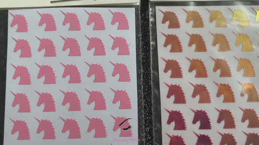 No need to go to the nail salon. Spice up your nails at home with these cute unicorn nail stickers. They can be used on natural or acrylic nails. You can also easily apply them on top of regular or gel/shellac nail polish. These handmade stickers can also be used  for fun DIY projects. Each pack contains 30 stickers and is available in 5 different colours.