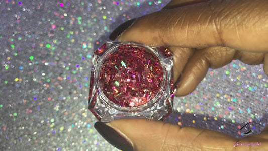 This glitter is called Fireworks and is part of the super chunky glitter collection.  It consists of garnet red and silver glitter with a dazzling holographic sparkle. Fireworks can be used for your face, body, hair and nails.  Comes in 5g jars only. **Glitter will be discontinued once sold out**