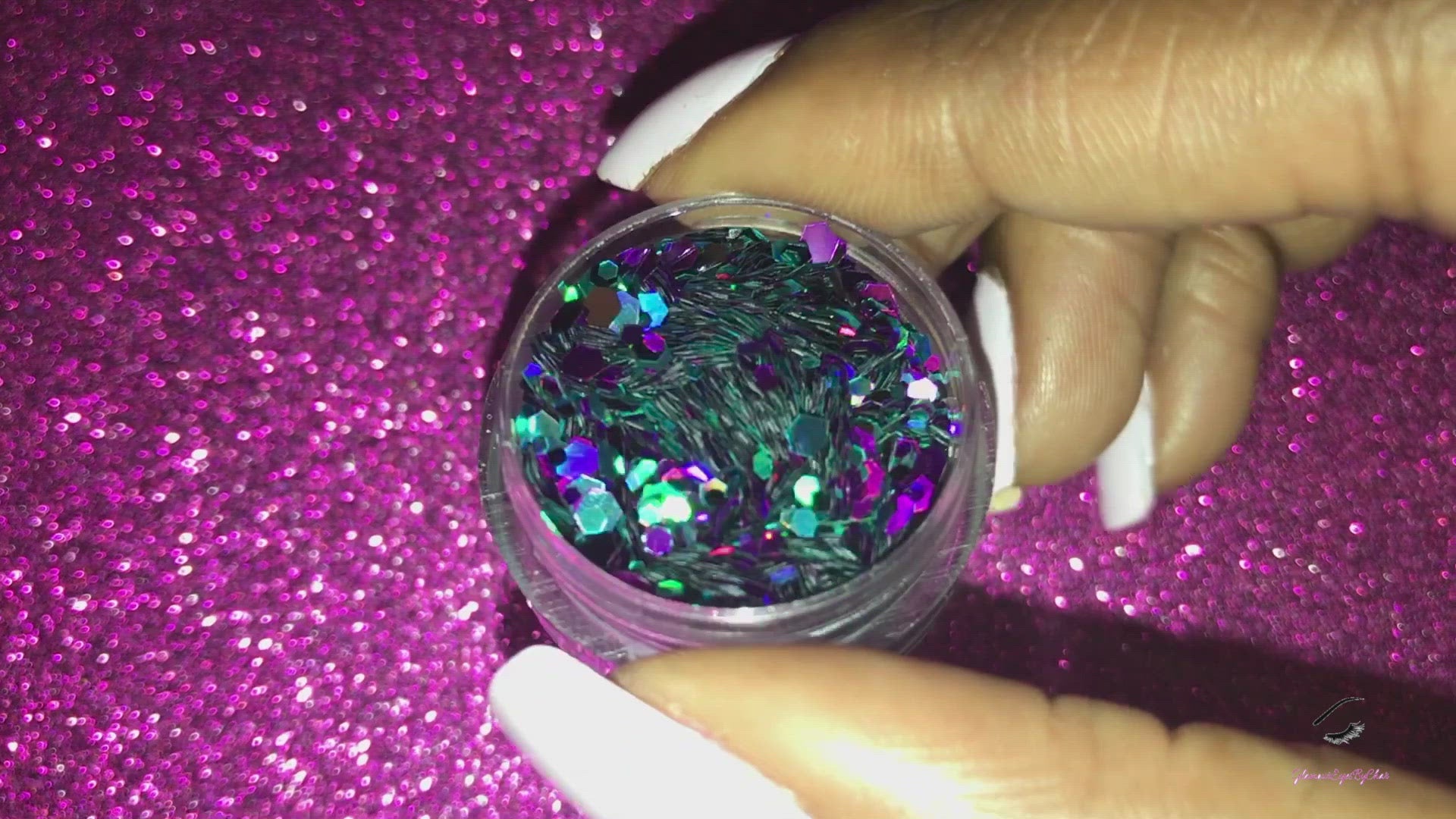 This glitter is called Spellbound and is part of the super chunky glitter collection.  It consists of royal purple and teal glitter with a holographic sparkle. Spellbound can be used for your face, body, hair and nails.  Comes in 5g jars only. **Glitter will be discontinued once sold out**