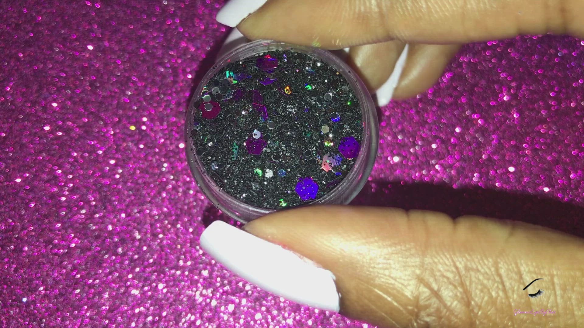 This glitter is called Potion and is part of the super chunky glitter collection.  It consists of black and purple glitter with a holographic sparkle. Potion can be used for your face, body, hair and nails.  Comes in 5g jars only. **Glitter will be discontinued once sold out**