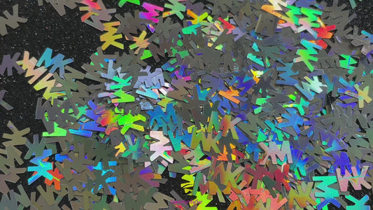 MK Glitter – Premium Michael Kors-Inspired Holographic Silver Letters
Part of our Shaped Glitter Collection, these unique holographic silver MK letters add a chic designer-inspired flair to your nail art and glitter slime.
Available in 5g jars only.