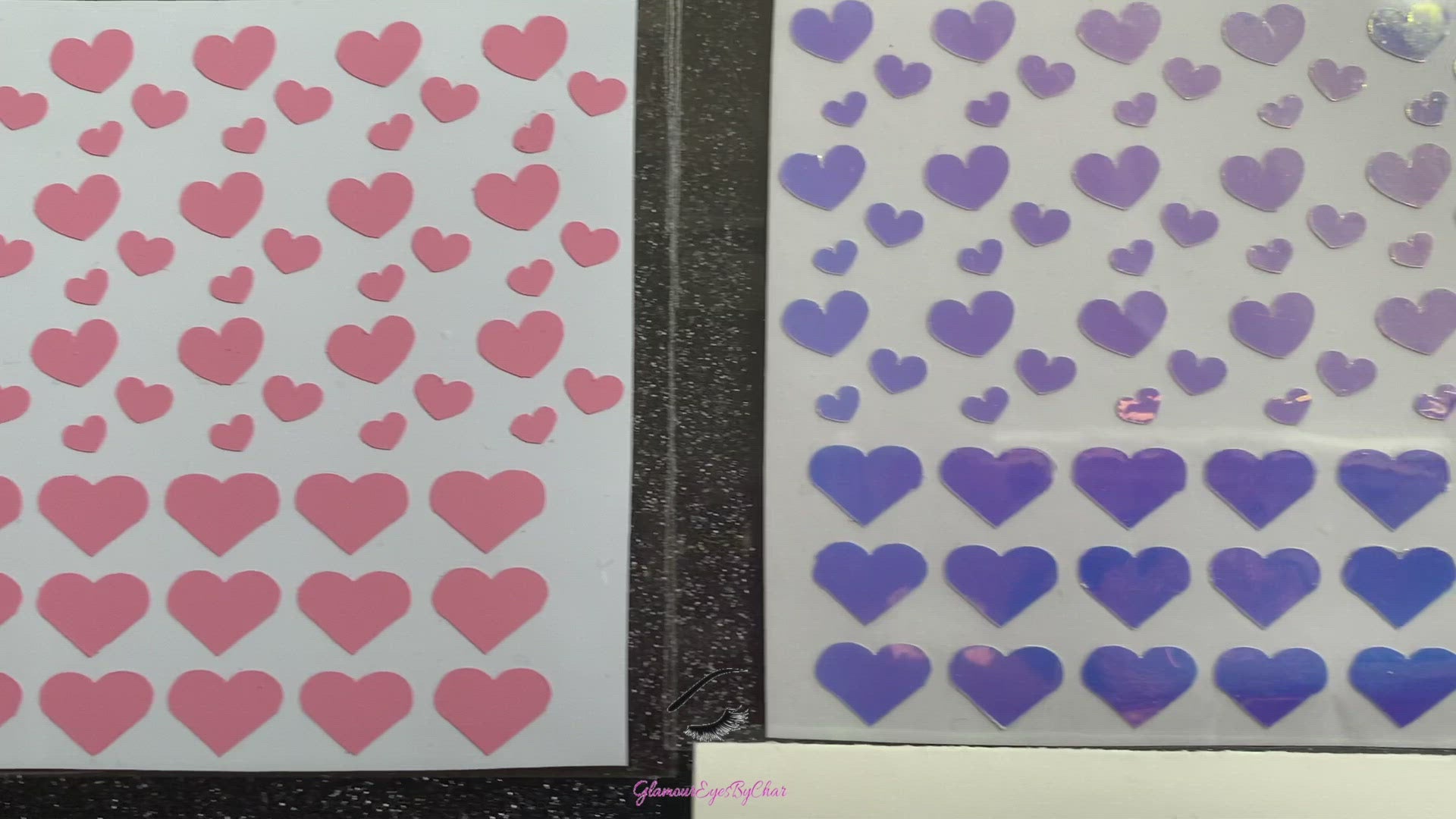 No need to go to the nail salon. Spice up your nails at home with these cute heart nail decals. They can be used on natural or acrylic nails. You can also apply them on top of regular or gel/shellac nail polish. These handmade decals can also be used for body art or any DIY project. Each pack contains 60 decals and is available in 4 different colours. The pack also includes 4 different sizes so that you can mix and match.  Tip: Apply some of our glitter on your nails to really GLAMOUREYES