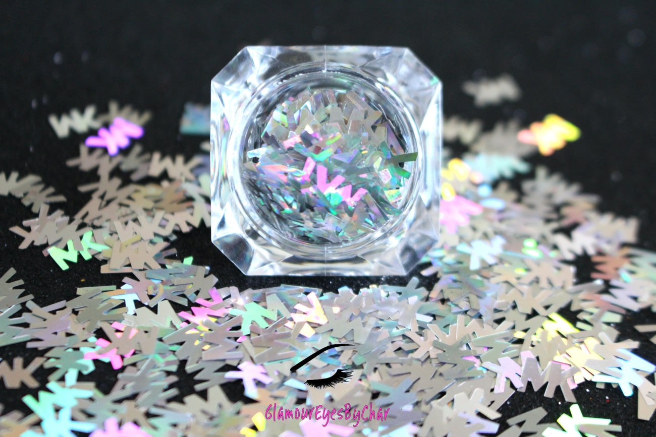 MK Glitter โ Premium Michael Kors-Inspired Holographic Silver Letters
Part of our Shaped Glitter Collection, these unique holographic silver MK letters add a chic designer-inspired flair to your nail art and glitter slime.
Available in 5g jars only.