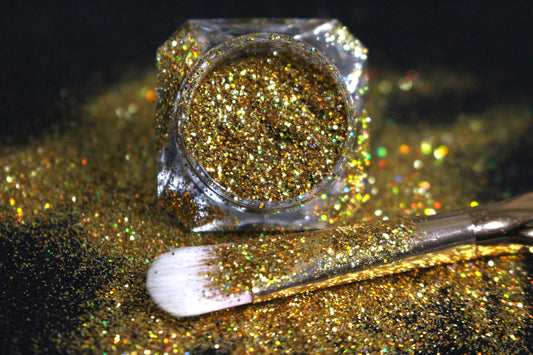I Said Yes – Premium Holographic Gold Glitter
Part of our Simple Glitter Collection, this sparkling holographic gold glitter adds a radiant shine to your look. I Said Yes can be used for all your creative looks, nail art, hair, and glitter slime.
Available in 5g jars only.