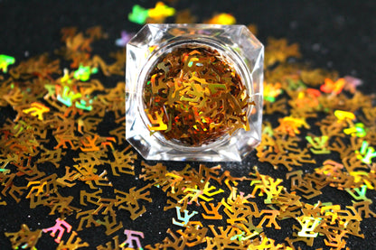 LV Glitter – Premium Louis Vuitton-Inspired Holographic Gold Letters
Part of our Shaped Glitter Collection, these unique holographic gold LV letters add a luxe designer-inspired touch to your nail art and glitter slime.
Available in 5g jars only.