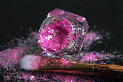 Princess Pink – Premium Bright Iridescent Rose Pink Cellophane Glitter Flakes
Part of our Cellophane Glitter Flakes Collection, these bright iridescent rose pink glitter shards shimmer with green and golden reflects. Princess Pink is&nbsp;perfect for nail art and glitter slime.
Available in 5g jars only.