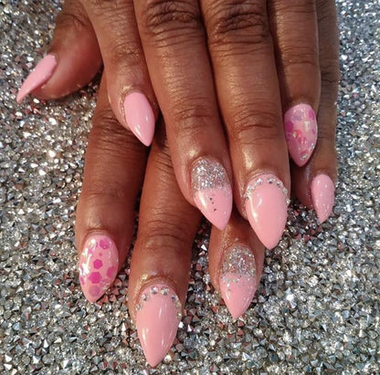 This glitter is called Candy Shop and is part of the super chunky glitter collection.  It consists of fuchsia glitter with an iridescent sparkle. Candy Shop can be used for your face, body, hair and nails.  Comes in 5g jars only.
