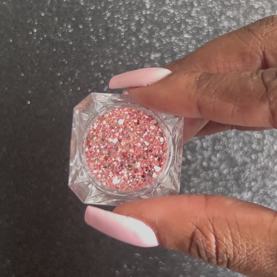 Rose Quartz – Premium Chunky Rose Pink Glitter Mix
Part of our Chunky Glitter Collection, this radiant rose pink glitter features a subtle silver holographic sparkle. Rose Quartz can be used for all your creative looks, nail art, hair, and glitter slime.
Available in 5g jars only.