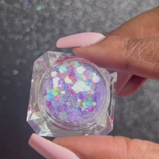 Sweet Dreams – Premium Iridescent Lilac Glitter Mix
Part of our Super Chunky Glitter Collection, Sweet Dreams features an iridescent lilac glitter. Perfect for all your creative looks, nail art, hair, and glitter slime.
Available in 5g jars only.