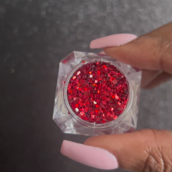 Red Pumps – Premium Ruby Red Glitter
Part of our Simple Glitter Collection, this flirty ruby red glitter brings main character energy with bold, eye-catching sparkle. Red Pumps can be used&nbsp;for all your creative looks, nail art, hair, and glitter slime.
Available in 5g jars only.