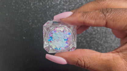 Snow Angels – Premium Light Iridescent Pink and Blue Snowflake Glitter Mix
Part of our Holiday Collection, this glitter consists of light iridescent pink and blue snowflakes with white, purple, and silver glitter. Snow Angels is perfect for nail art and glitter slime.
Available in 5g jars only.