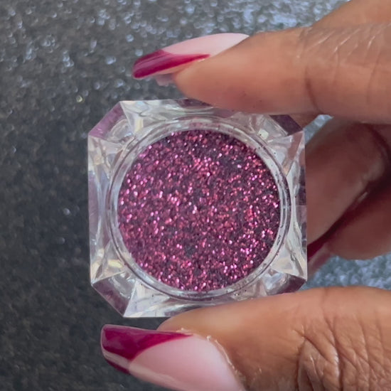 Merlot – Premium Deep Burgundy Glitter
Part of our Simple Glitter Collection, this rich deep burgundy metallic glitter adds a bold, sophisticated touch to any look. Merlot can be used for all your creative looks, nail art, hair, and glitter slime.
Available in 5g jars only.