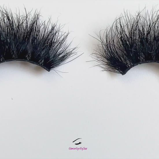 These 5D premium mink lashes are 25mm in length. They are full, fluffy, lightweight, and comfortable to wear on the lids. The flexible cotton lash band, makes the application process a breeze.  Diva lashes are suitable for dramatic eye looks and will make your eyes pop. They are not for timid lash wearers. You can wear this reusable style up to 25 times if handled with care. Lashes come with a cute bag, and a mascara wand so that you can take care of these beauties.