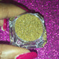 This glitter is called Glass of Wine and is part of the simple glitter collection. It consists of gold glitter with a metallic sparkle.  Glass of Wine can be used for your face, body, hair and nails. Comes in 5g jars only.