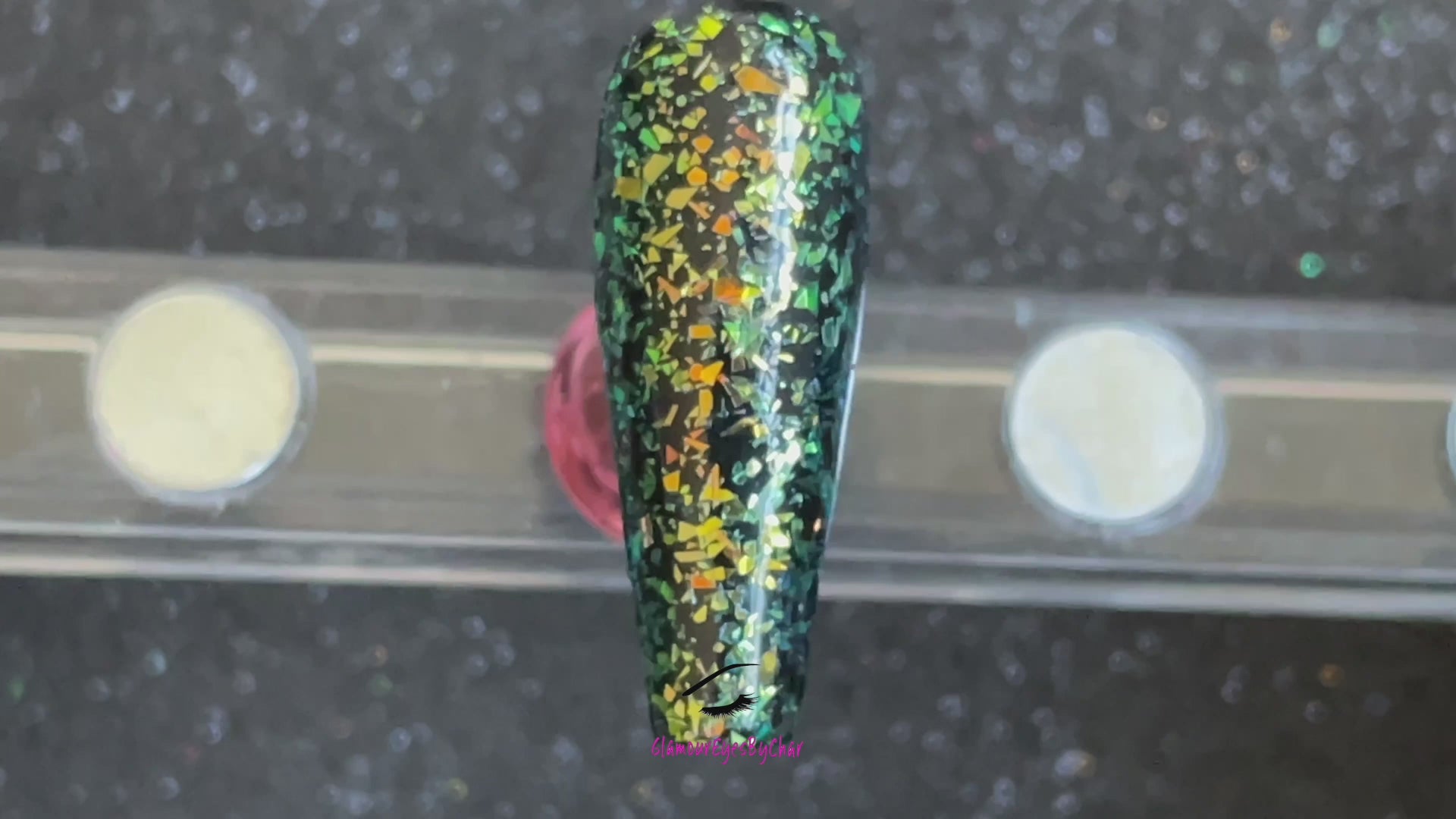This glitter is called Greentini and is part of the cellophane glitter flakes collection. It consists of bright green iridescent glitter shards with golden reflects. Greentini is perfect for body and nail art, glitter slime, resin art or DIY projects. Available in 5g jars only.  