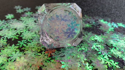 Snowflakes – Premium 9mm Iridescent Glitter Shapes
Part of our Holiday Collection, these delicate 9mm snowflakes shimmer in two enchanting iridescent colours. Perfect for adding a touch of cozy winter magic to your nail art and glitter slime.
Available in 5g jars only.