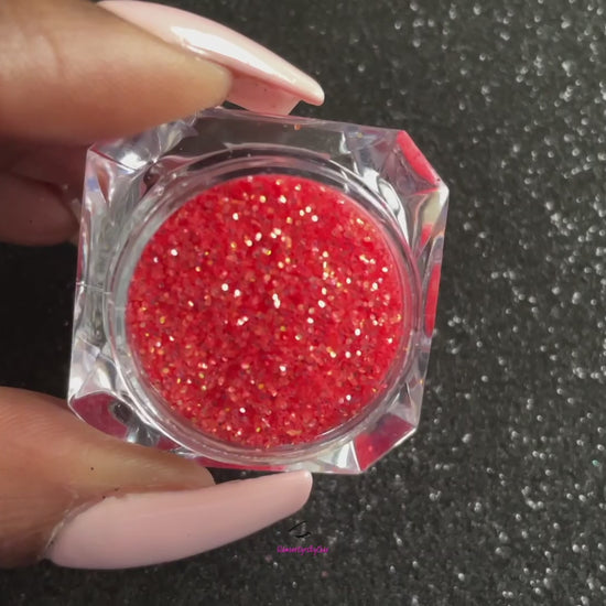This glitter is part of the simple glitter collection. It consists of bright coral iridescent glitter. Coralina can be used for your face, hair, body, nail art and glitter slime. Available in 5g jars only.
