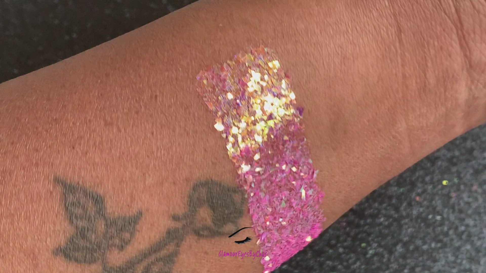 This glitter is called Princess Pink and is part of the cellophane glitter flakes collection. It consists of bright rose pink iridescent glitter shards with green and golden reflects. Angel's Kiss is perfect for body and nail art, glitter slime, resin art or DIY projects. Comes in 5g jars only.  
