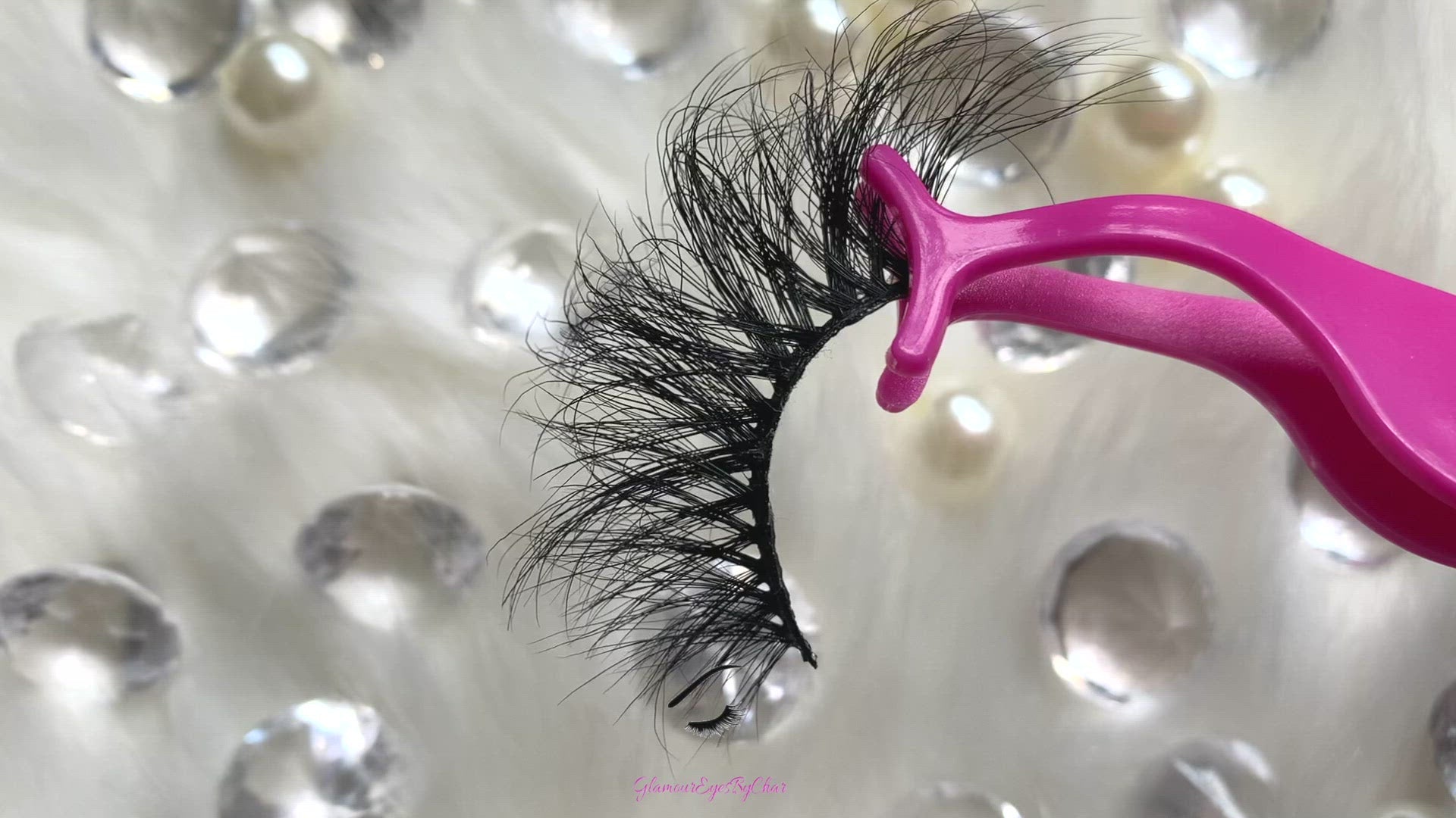 These 5D luxurious mink lashes are called Glamour and are 25mm in length. They are very dramatic, wispy, have a criss cross style flare effect, lightweight, and comfortable to wear on the lids. The thin lashband, makes the application process a breeze.