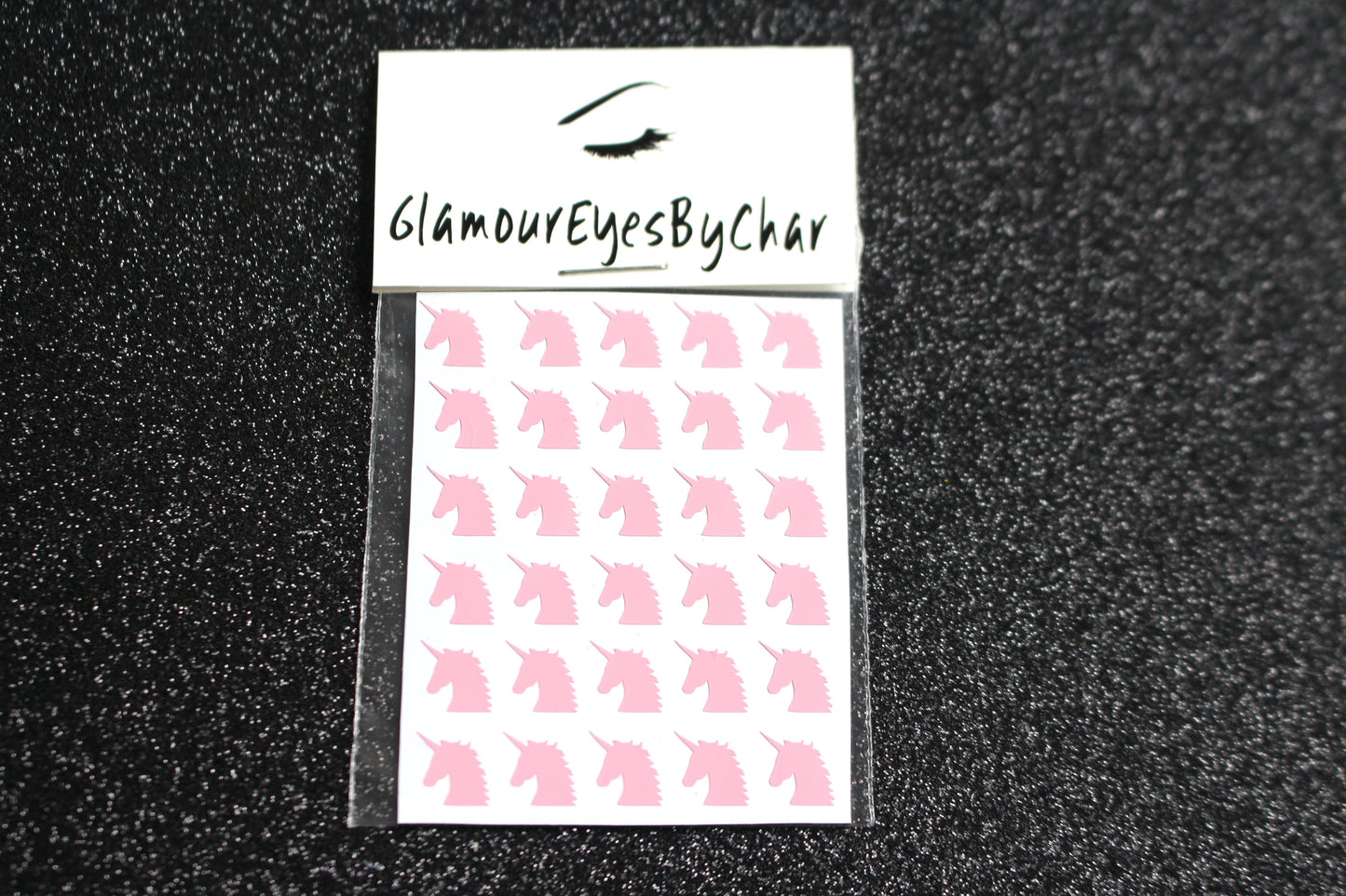 No need to go to the nail salon. Spice up your nails at home with these cute unicorn nail decals. They can be used on natural or acrylic nails. You can also apply them on top of regular or gel/shellac nail polish. These handmade decals can also be used for body art or any DIY project. Each pack contains 30 decals and is available in 5 different colours.  Tip: Apply some of our glitter on your nails to really GLAMOUREYES your look.