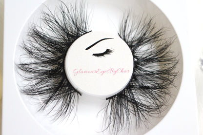 These 5D luxurious mink lashes are called Wispy and are 25mm in length. They are very dramatic, wispy, have a criss cross style, lightweight, and comfortable to wear on the lids. The thin lashband, makes the application process a breeze.  Wispy are suitable for dramatic eye looks and can be worn up to 25 times if handled with care. 