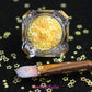 This glitter is called Yellow Stars and is part of the shaped glitters collection. It consists of banana yellow small and large stars with an iridescent sparkle. Yellow Stars is perfect for body and nail art or DIY projects. Comes in 5g jars only. **Glitter will be discontinued once sold out**